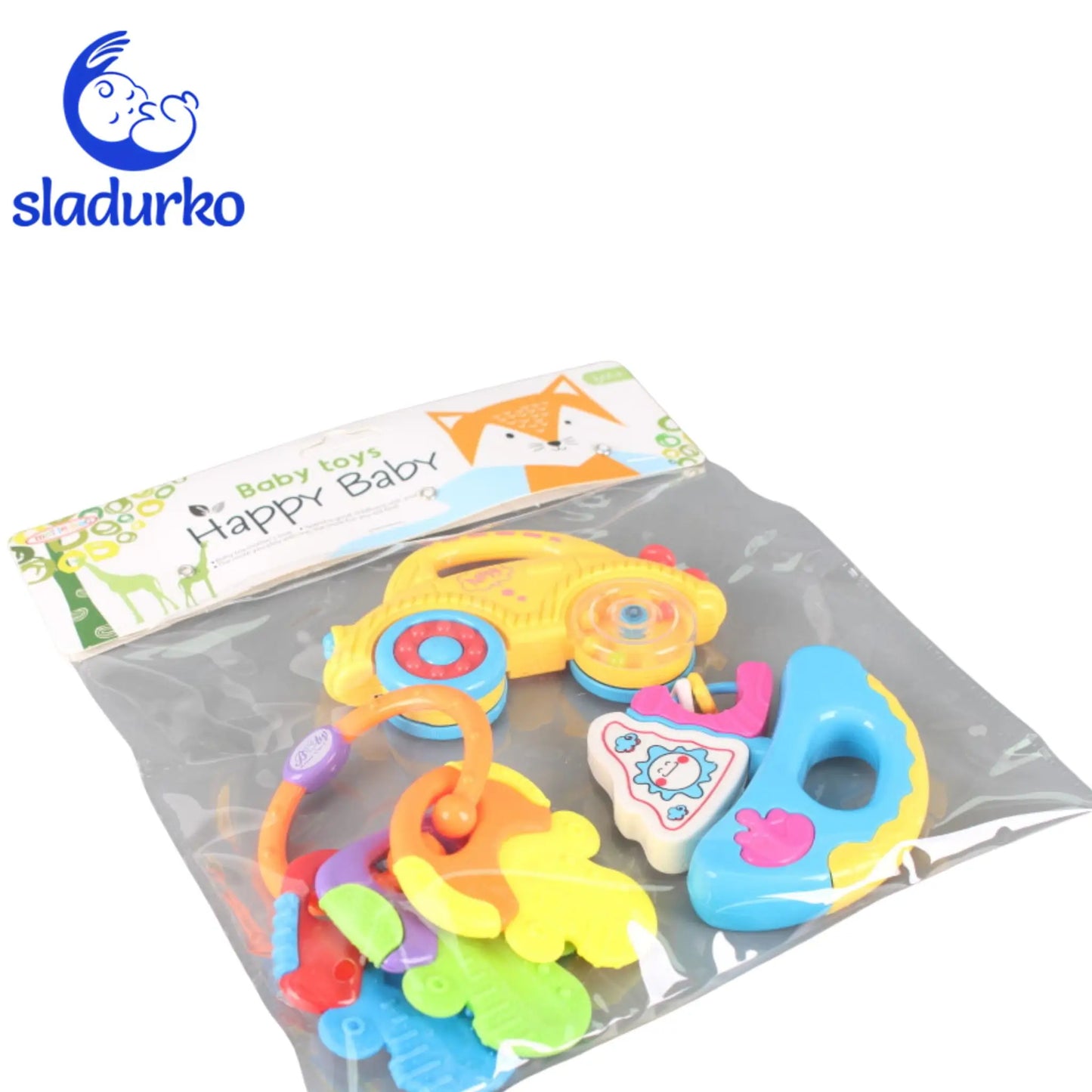 Комплект бебешки играчки 3 в 1 - дрънкалки и гризалка