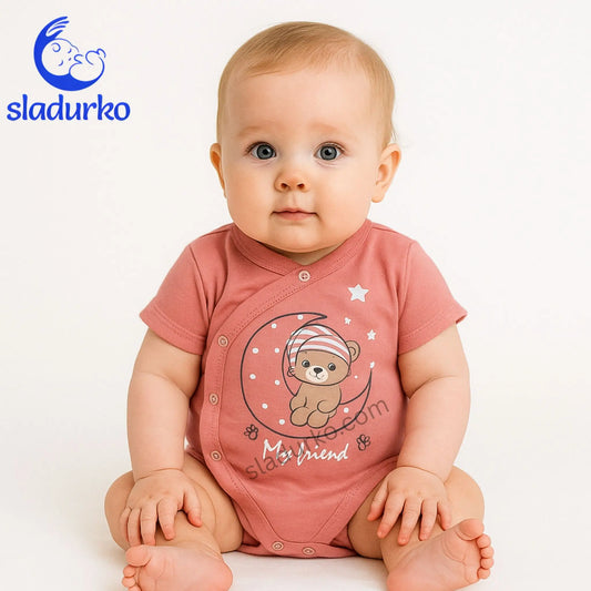 Бебешко боди с къс ръкав и странично закопчаване