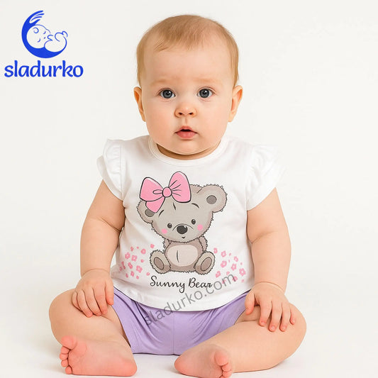 Комплект за момиче с къси панталонки и тениска