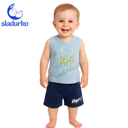 Детски летен комплект "Happy Bear" - потник и къси панталонки
