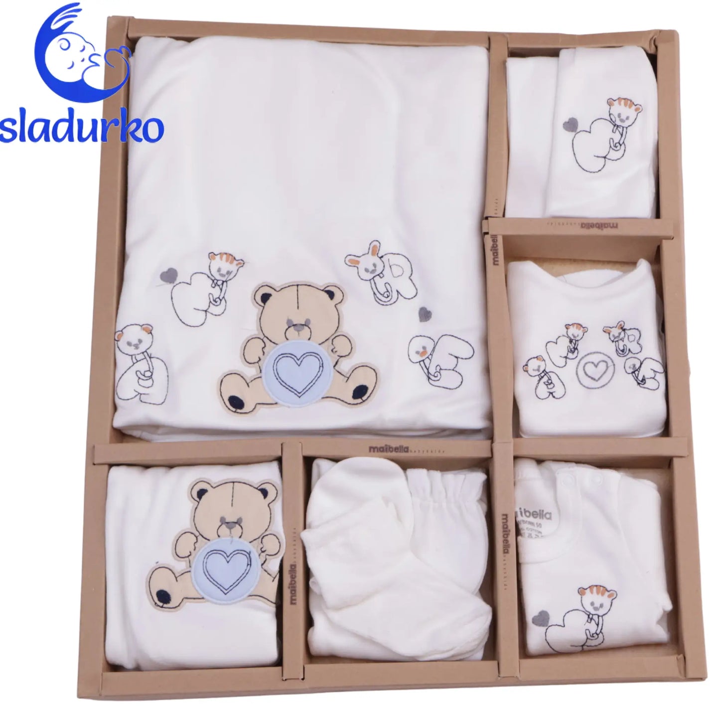 Нежен Комплект за Изписване "Сърцати Мечета" -Бяло(10 части)