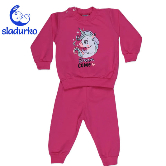 Блузка и панталонки с еднорог за момиче