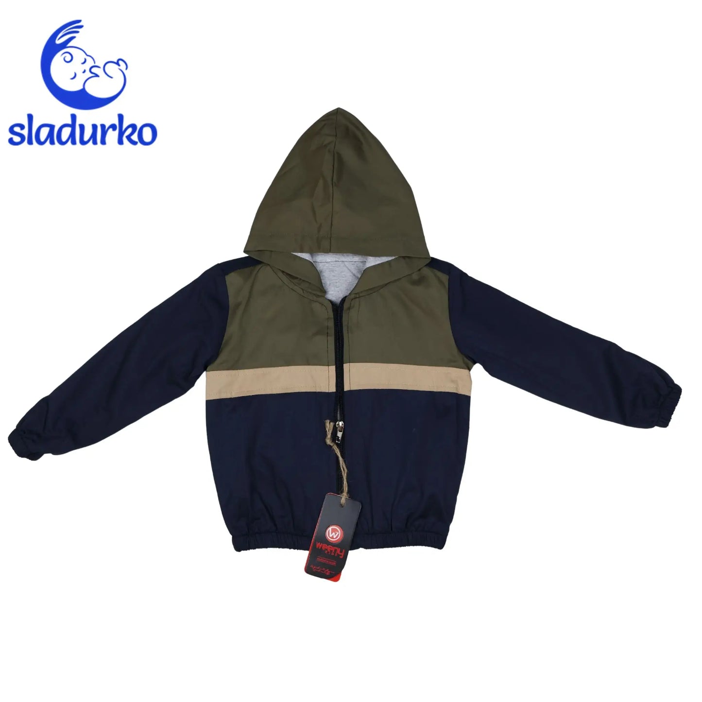 Яке с качулка, блуза с дълъг ръкав и дънки + колан - комплект за момче