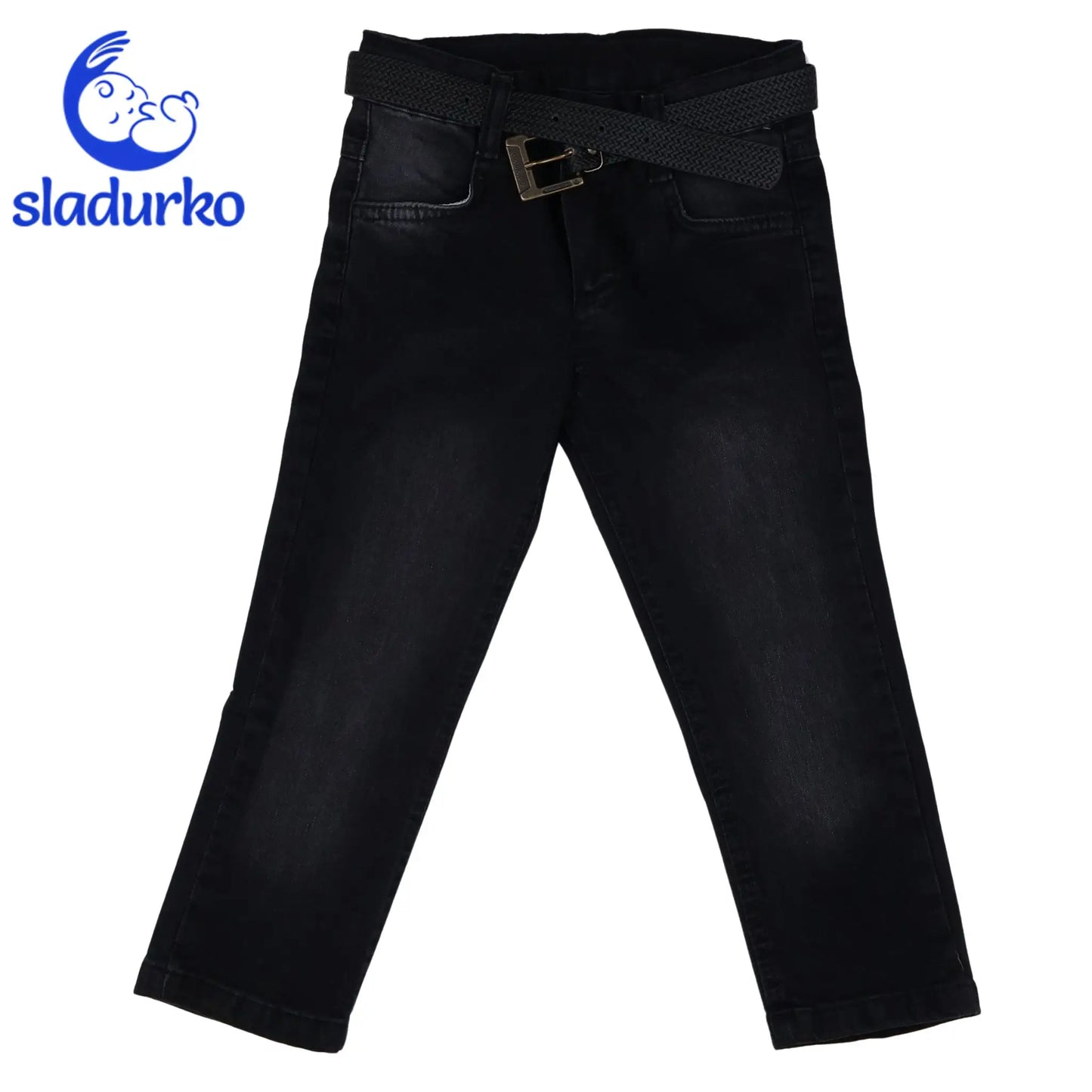 Яке с качулка, блуза с дълъг ръкав и дънки + колан - комплект за момче