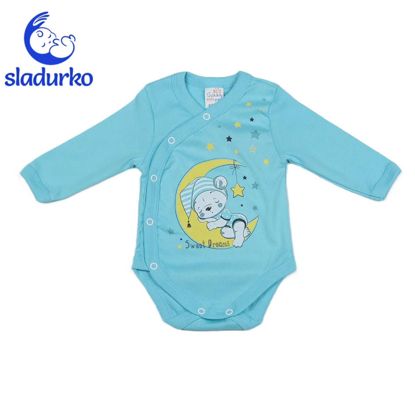 Боди със странично закопчаване с дълъг ръкав