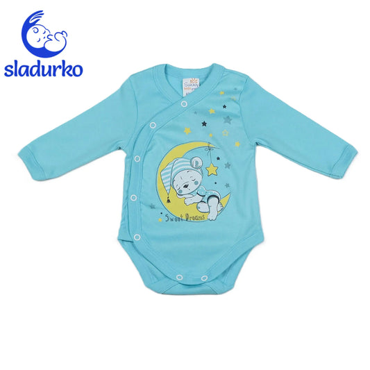 Боди със странично закопчаване с дълъг ръкав