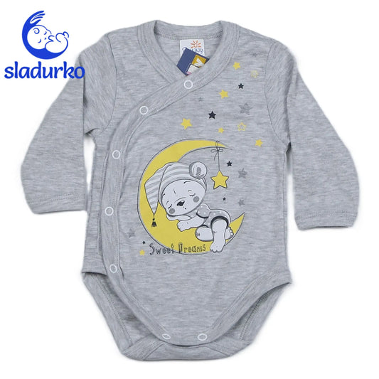 Боди със странично закопчаване с дълъг ръкав