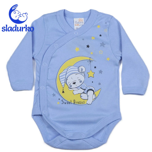 Боди със странично закопчаване с дълъг ръкав