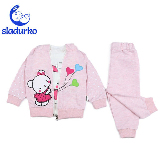 Комплект от три части за момиче в нежно розово