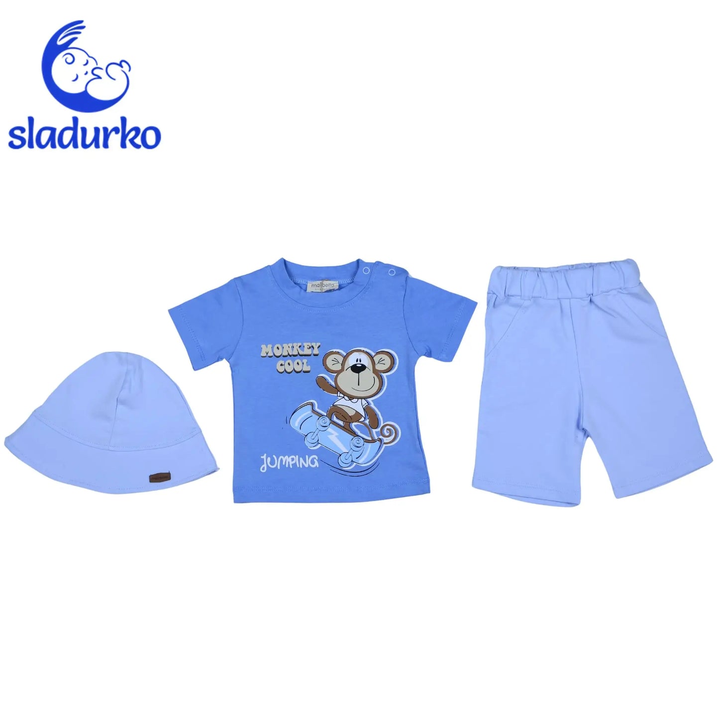 Летен комплект за момче "Cool Monkey" - тениска, къси панталонки и шапка