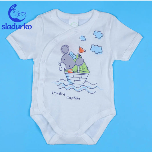 Боди със странично закопчаване с къс ръкав