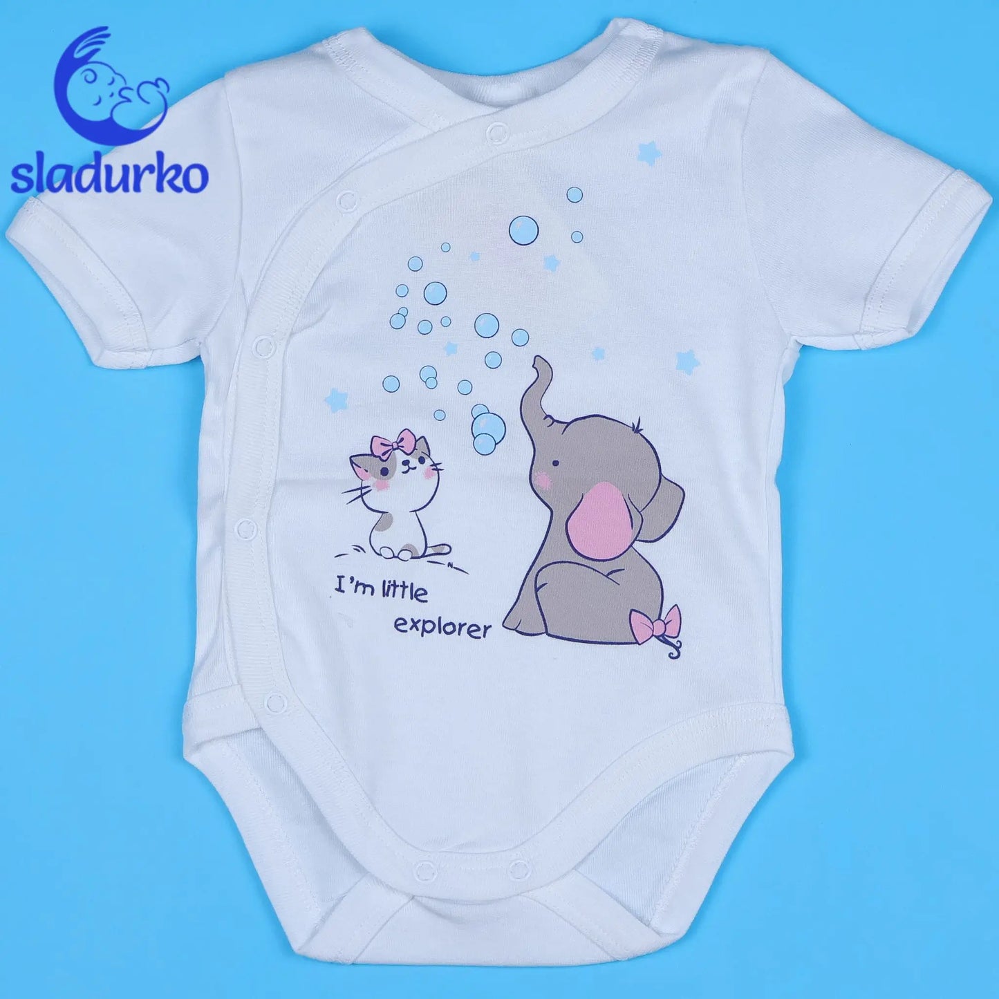 Боди със странично закопчаване с къс ръкав