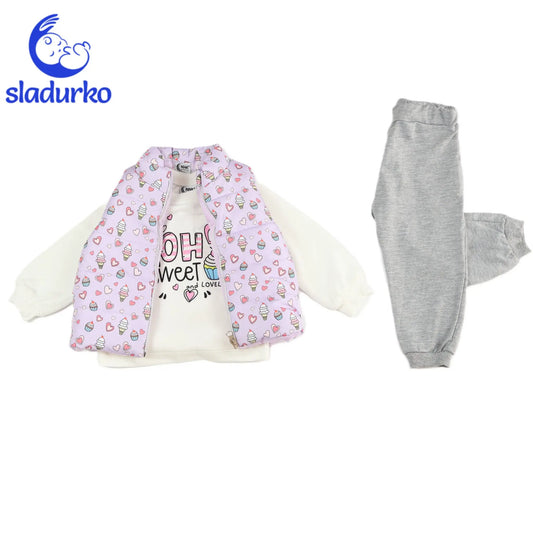 Комплект за момиче с елече и блузка с дълъг ръкав