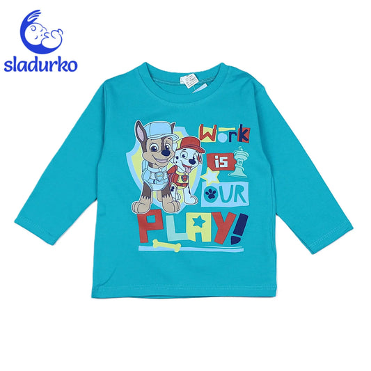 Блуза за момче с кученца цвят зелен