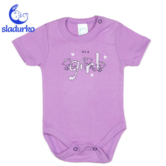 Очарователно бебешко боди с къс ръкав за момиче