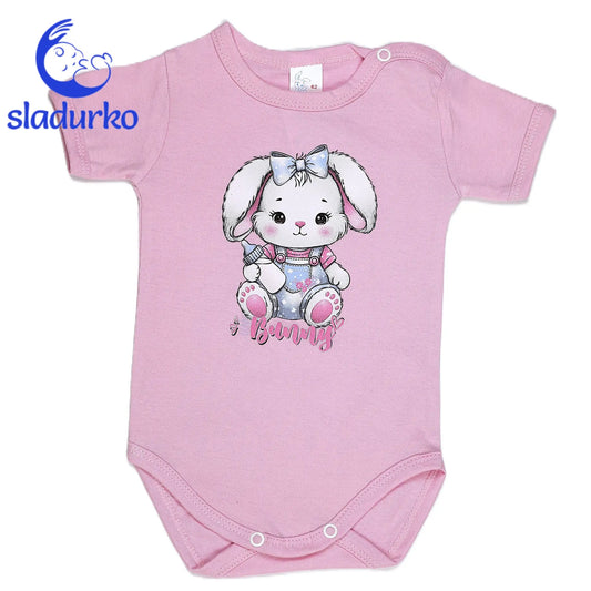 Боди за момиче с къс ръкав, закопчаване с тик так копчета