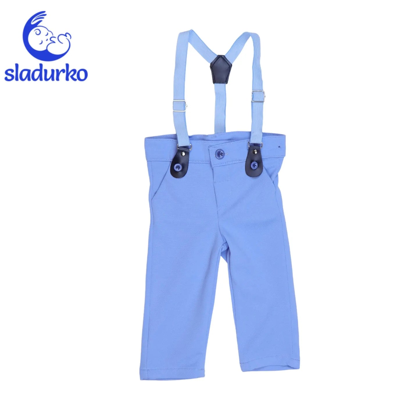 Официален детски комплект  - риза-боди, панталонки с тиранти и папионка