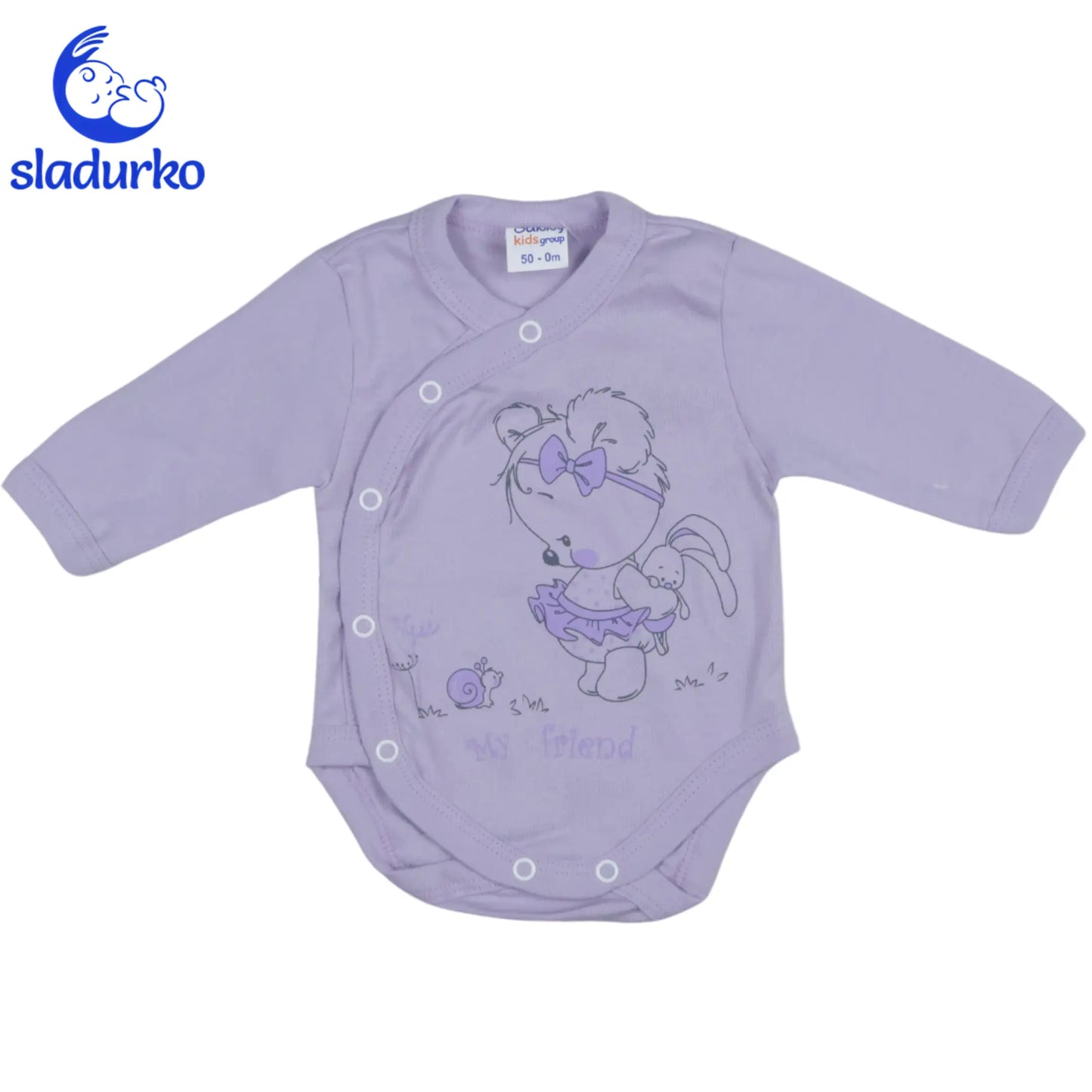 Боди със странично закопчаване с дълъг ръкав