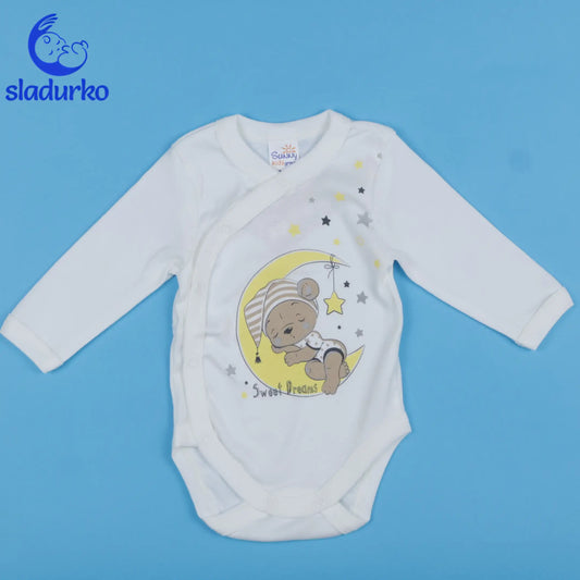 Боди със странично закопчаване с дълъг ръкав