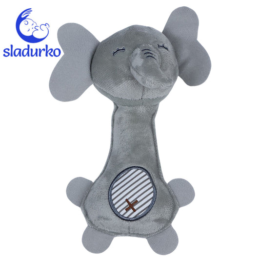 Плюшена дрънкалка Слонче 20см. Играчка със звук.