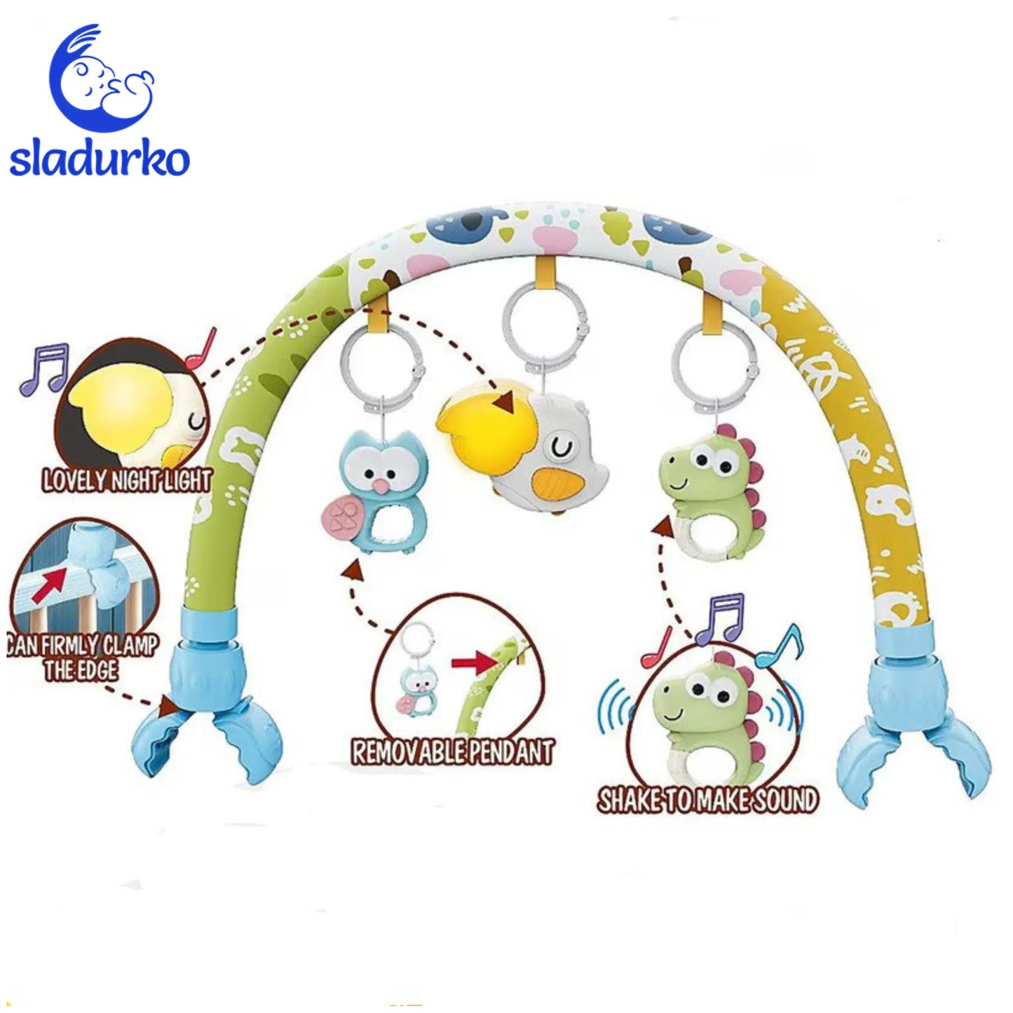 Занимателна арка с музика и светлина за бебешка кошара