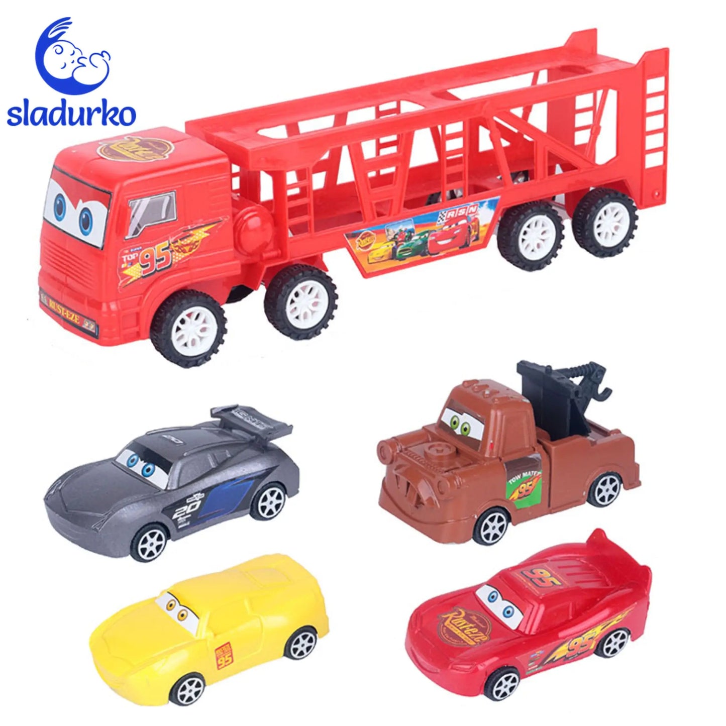 Комплект Автовоз и Коли(4 бр.) - Динамична Игра!