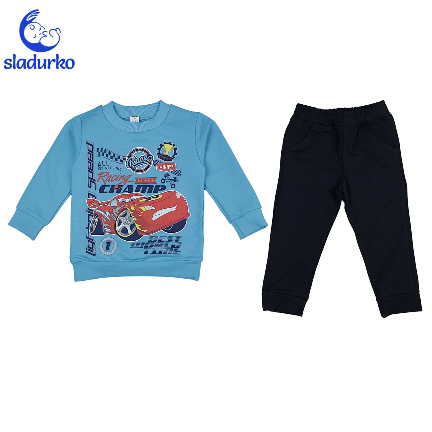 Детски комплект от 2 части – Синя блуза и тъмносин панталон