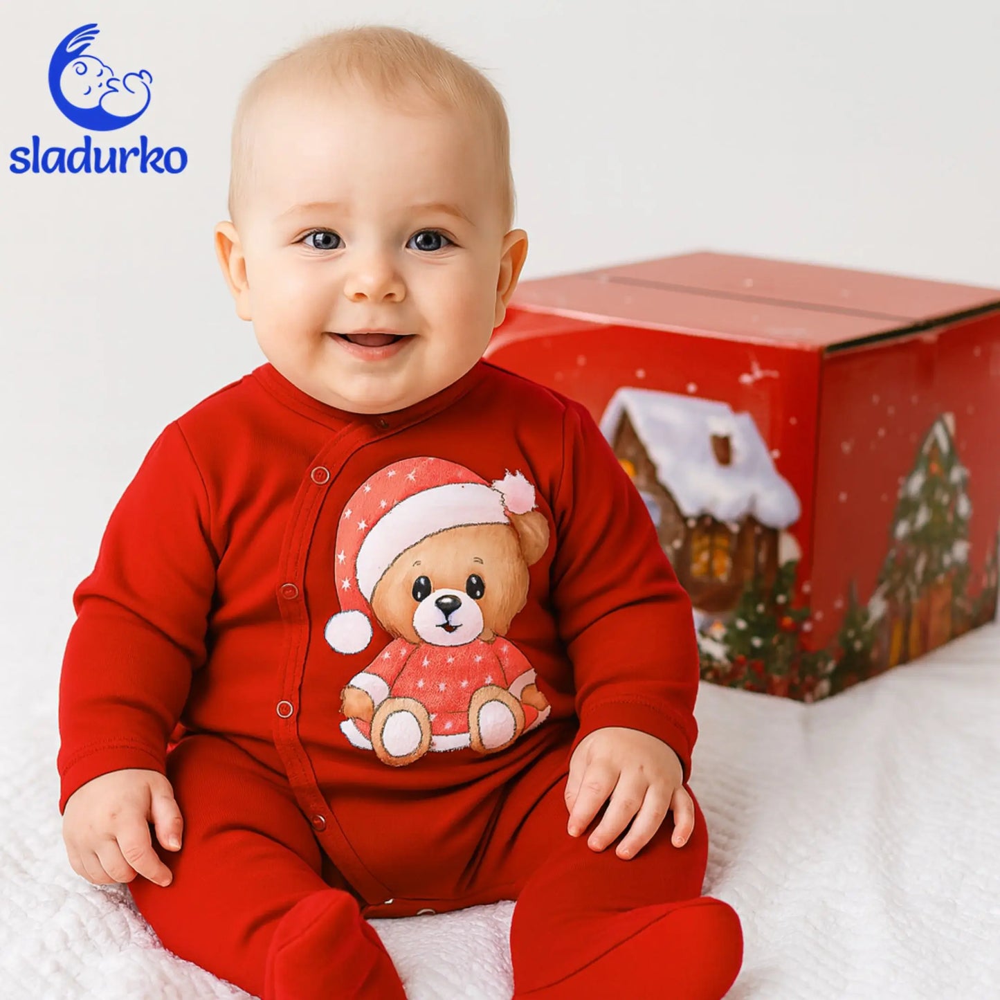 Коледен гащеризон, чорапи играчка за елха - в Коледна подаръчна кутия